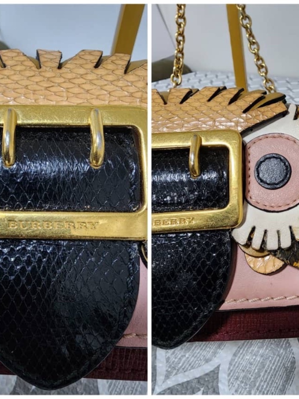 Authentic Burberry Owl Chain-Linked Crossbody Bag Multicolored - Picture 5 of 15